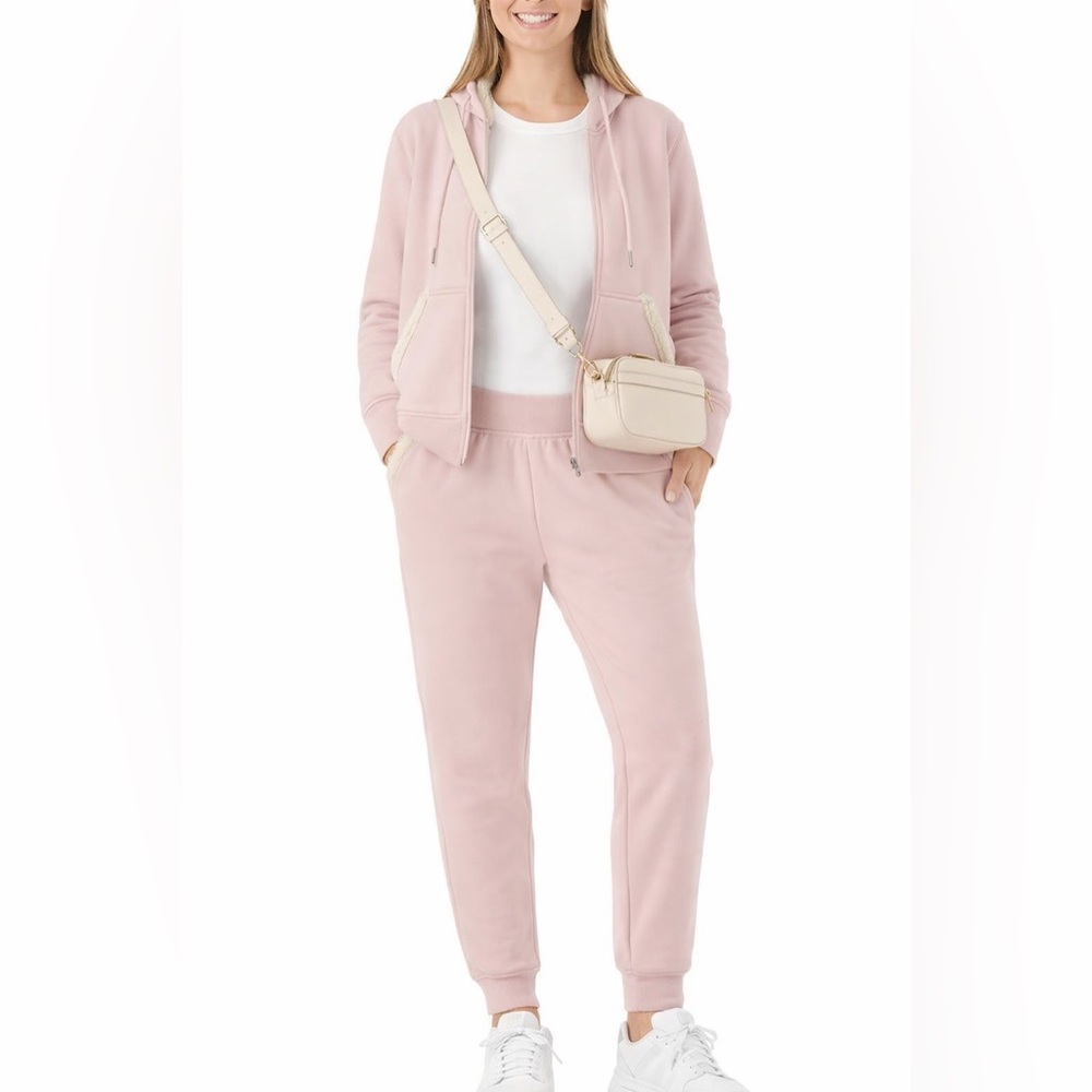 Women's Pink Sherpa Lined Sweatsuit